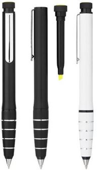 Penna a sfera ed evidenziatore